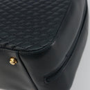BALLY Hand Bag Leather Navy Gold Auth bs36607-15