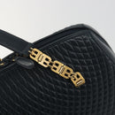 BALLY Hand Bag Leather Navy Gold Auth bs36607-10