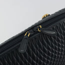 BALLY Hand Bag Leather Navy Gold Auth bs36607-17