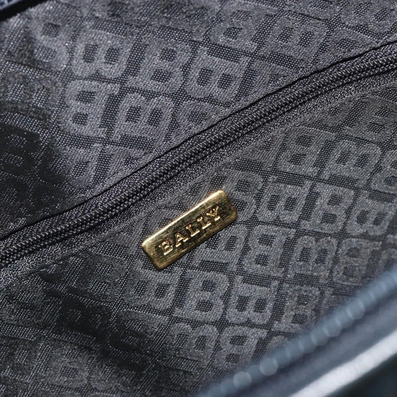 BALLY Hand Bag Leather Navy Gold Auth bs36607