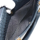 BALLY Hand Bag Leather Navy Gold Auth bs36607-23