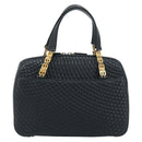 BALLY Hand Bag Leather Navy Gold Auth bs36607-13