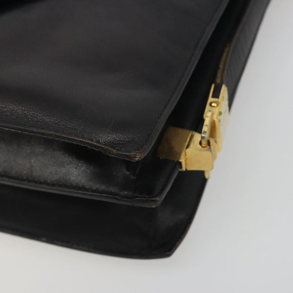 CELINE Shoulder Bag Leather Black Gold Auth bs36609