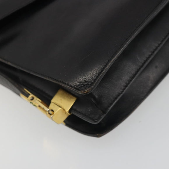 CELINE Shoulder Bag Leather Black Gold Auth bs36609