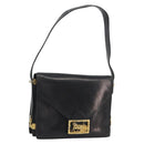 CELINE Shoulder Bag Leather Black Gold Auth bs36609-1
