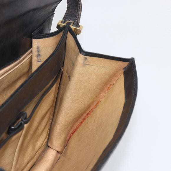 CELINE Shoulder Bag Leather Black Gold Auth bs36609