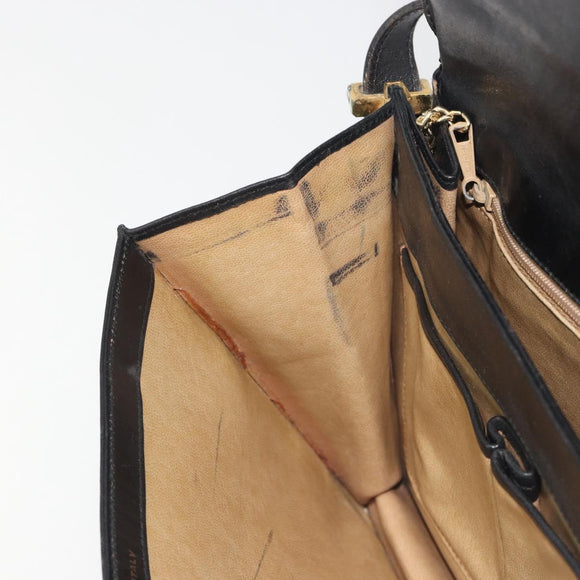 CELINE Shoulder Bag Leather Black Gold Auth bs36609
