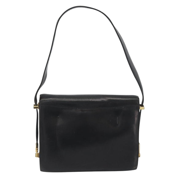 CELINE Shoulder Bag Leather Black Gold Auth bs36609