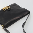 CELINE Shoulder Bag Leather Black Gold Auth bs36609-6