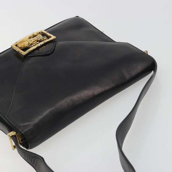 CELINE Shoulder Bag Leather Black Gold Auth bs36609