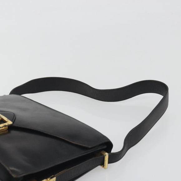 CELINE Shoulder Bag Leather Black Gold Auth bs36609