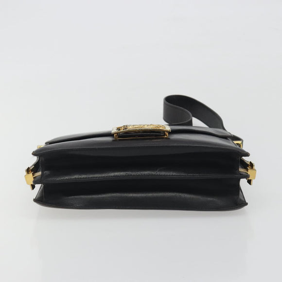 CELINE Shoulder Bag Leather Black Gold Auth bs36609