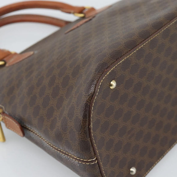 CELINE Macadam Canvas Hand Bag PVC Leather Brown Gold Auth bs36610