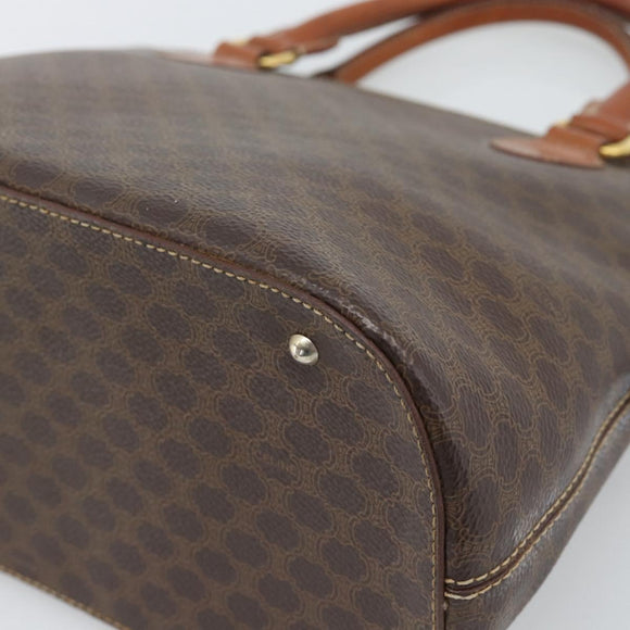 CELINE Macadam Canvas Hand Bag PVC Leather Brown Gold Auth bs36610