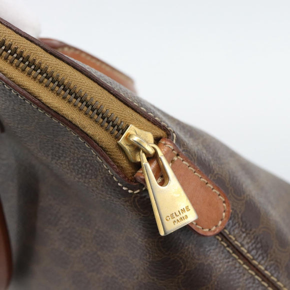 CELINE Macadam Canvas Hand Bag PVC Leather Brown Gold Auth bs36610