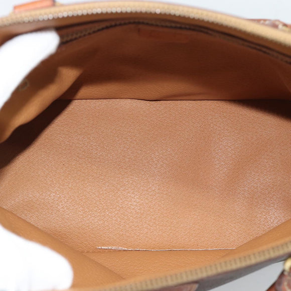 CELINE Macadam Canvas Hand Bag PVC Leather Brown Gold Auth bs36610