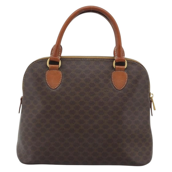 CELINE Macadam Canvas Hand Bag PVC Leather Brown Gold Auth bs36610