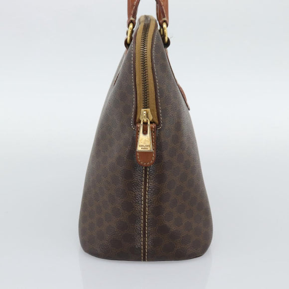 CELINE Macadam Canvas Hand Bag PVC Leather Brown Gold Auth bs36610