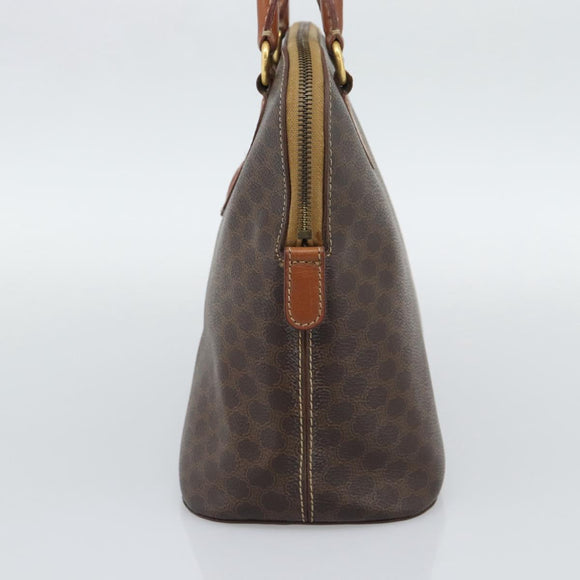 CELINE Macadam Canvas Hand Bag PVC Leather Brown Gold Auth bs36610