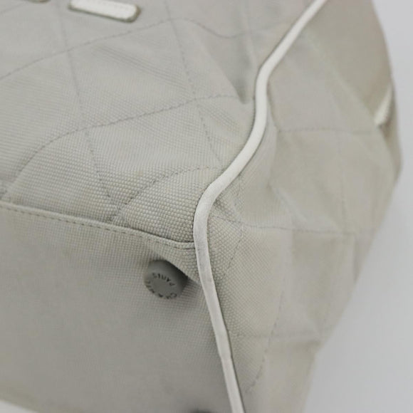 CHANEL Sports Line Matelasse Boston Bag Canvas Gray Silver CC Auth bs36613