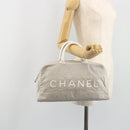 CHANEL Sports Line Matelasse Boston Bag Canvas Gray Silver CC Auth bs36613-27
