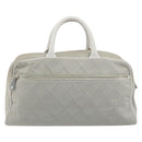 CHANEL Sports Line Matelasse Boston Bag Canvas Gray Silver CC Auth bs36613-2