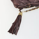 CHANEL Matelasse Waist Bag Lamb Skin Bordeaux Gold CC Auth bs36614A-14
