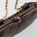 CHANEL Matelasse Waist Bag Lamb Skin Bordeaux Gold CC Auth bs36614A-16