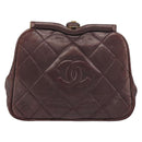 CHANEL Matelasse Waist Bag Lamb Skin Bordeaux Gold CC Auth bs36614A-2