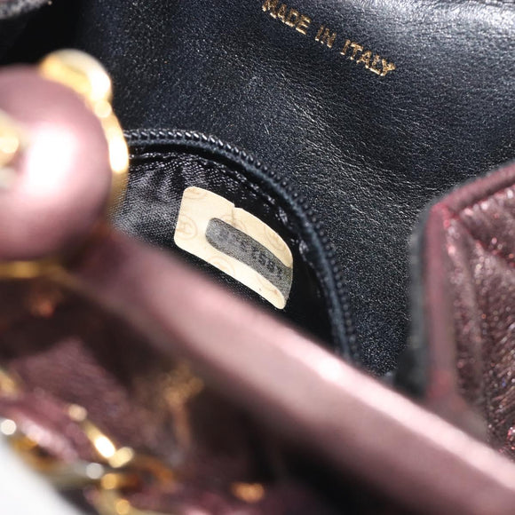 CHANEL Matelasse Waist Bag Lamb Skin Bordeaux Gold CC Auth bs36614A