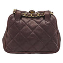 CHANEL Matelasse Waist Bag Lamb Skin Bordeaux Gold CC Auth bs36614A-3