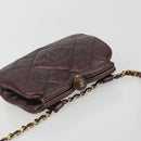 CHANEL Matelasse Waist Bag Lamb Skin Bordeaux Gold CC Auth bs36614A-6