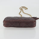 CHANEL Matelasse Waist Bag Lamb Skin Bordeaux Gold CC Auth bs36614A-9
