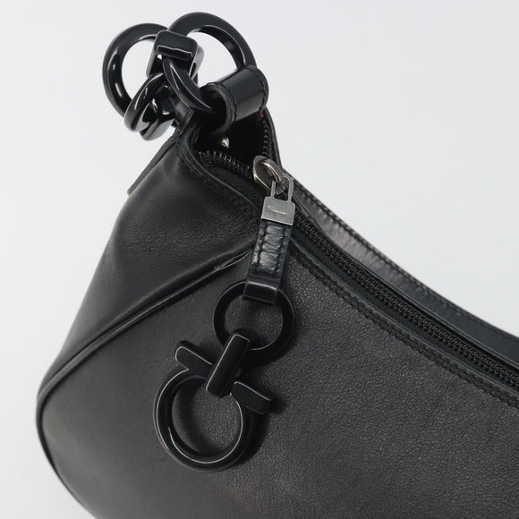 Salvatore Ferragamo Shoulder Bag Leather Black Auth bs36615V