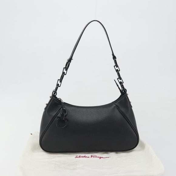 Salvatore Ferragamo Shoulder Bag Leather Black Auth bs36615V