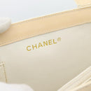 CHANEL Tote Bag Patent leather Ivory Gold CC Auth bs36616-10