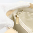 CHANEL Tote Bag Patent leather Ivory Gold CC Auth bs36616-19