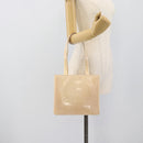 CHANEL Tote Bag Patent leather Ivory Gold CC Auth bs36616-22