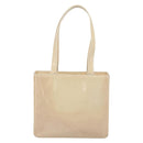 CHANEL Tote Bag Patent leather Ivory Gold CC Auth bs36616-2