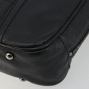 CHANEL Choco Bar Line Hand Bag Leather Black Silver CC Auth bs36617-8
