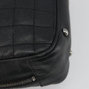 CHANEL Choco Bar Line Hand Bag Leather Black Silver CC Auth bs36617-17