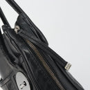 CHANEL Choco Bar Line Hand Bag Leather Black Silver CC Auth bs36617-18