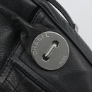 CHANEL Choco Bar Line Hand Bag Leather Black Silver CC Auth bs36617-19