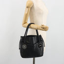 CHANEL Choco Bar Line Hand Bag Leather Black Silver CC Auth bs36617-26