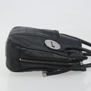 CHANEL Choco Bar Line Hand Bag Leather Black Silver CC Auth bs36617-3