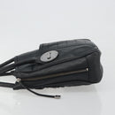 CHANEL Choco Bar Line Hand Bag Leather Black Silver CC Auth bs36617-4