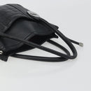 CHANEL Choco Bar Line Hand Bag Leather Black Silver CC Auth bs36617-7