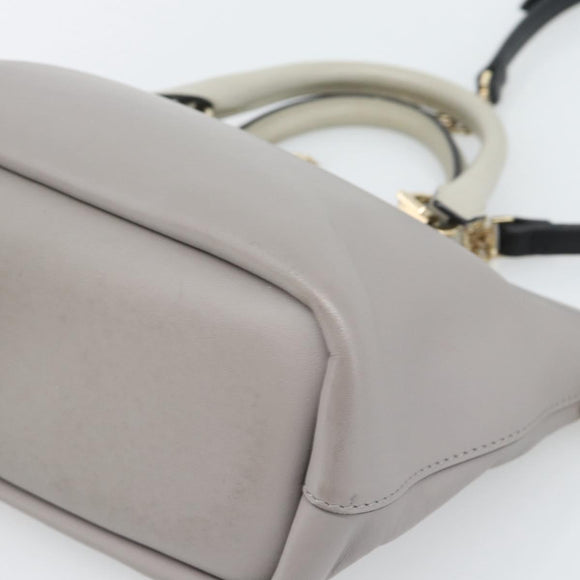 Chloe Hand Bag Leather 2way Gray Gold Auth bs36618A