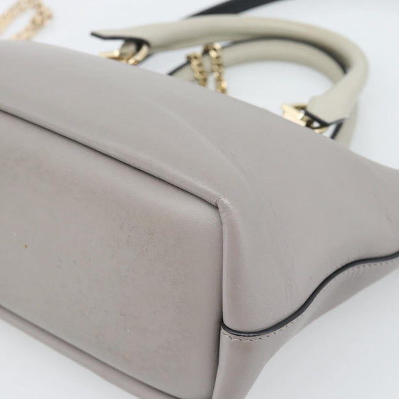 Chloe Hand Bag Leather 2way Gray Gold Auth bs36618A