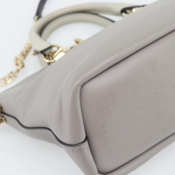 Chloe Hand Bag Leather 2way Gray Gold Auth bs36618A